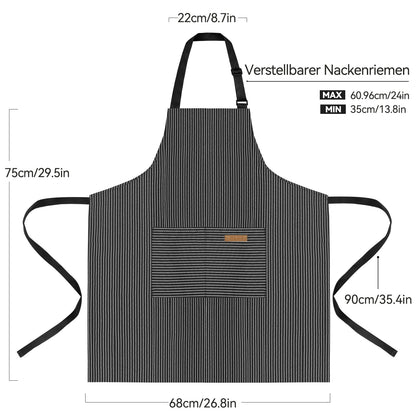 Adjustable Chef Apron with 2 Pockets