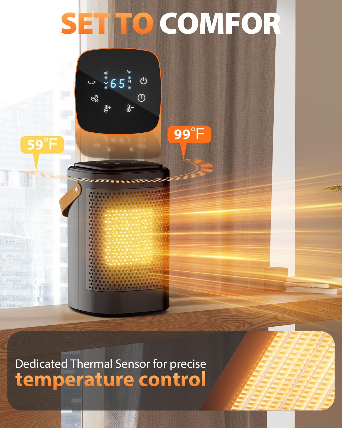 Portable 1500W Electric Space Heater with Timer