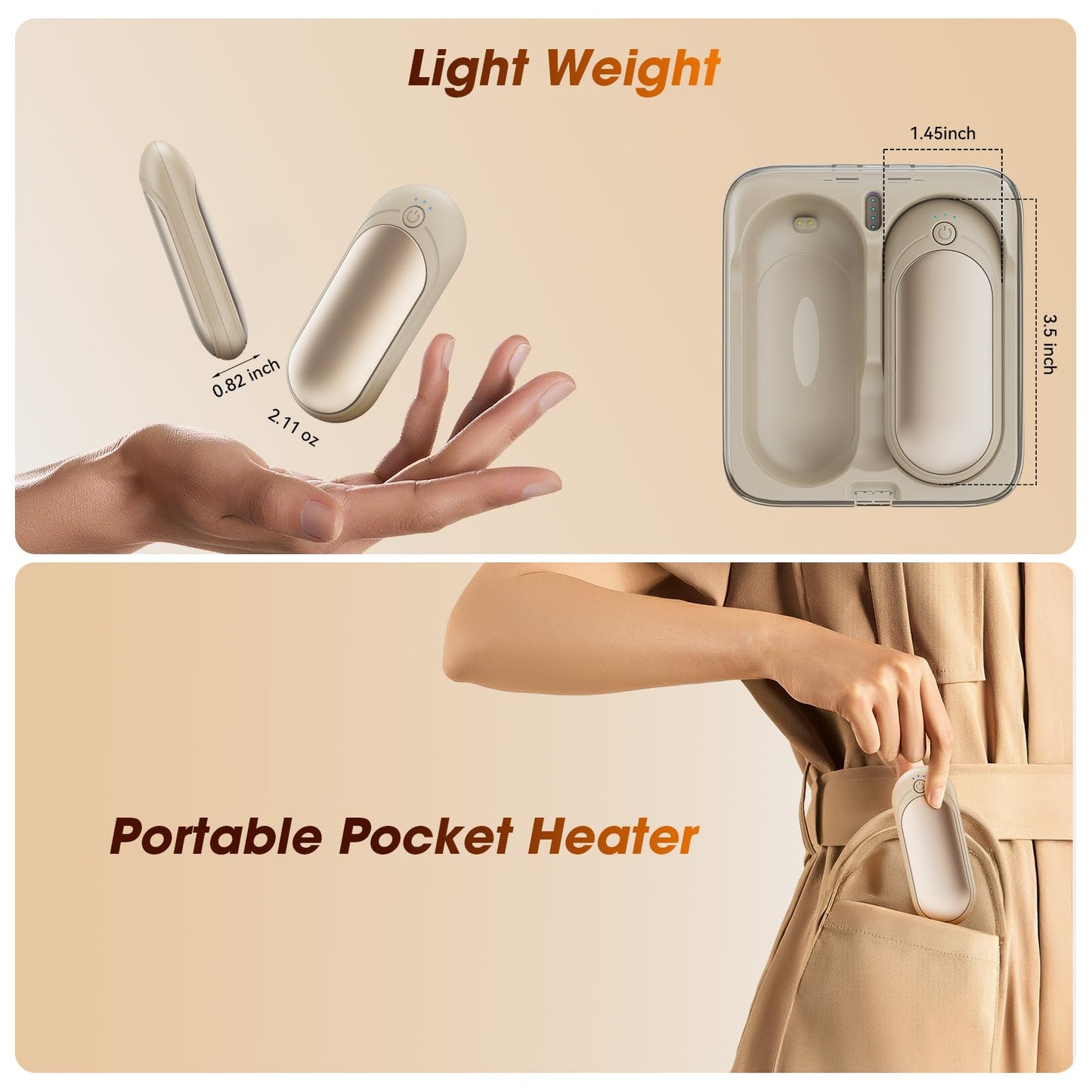 TempBliss 14000mAh Rechargeable Hand Warmers 2 Pack