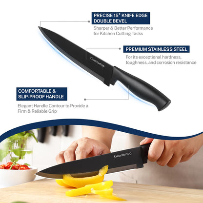 Gourmetop Magnetic Kitchen Knife Set, Sharp Stainless Steel