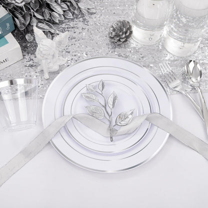 WELLIFE 300Pcs Elegant Plastic Dinnerware Set