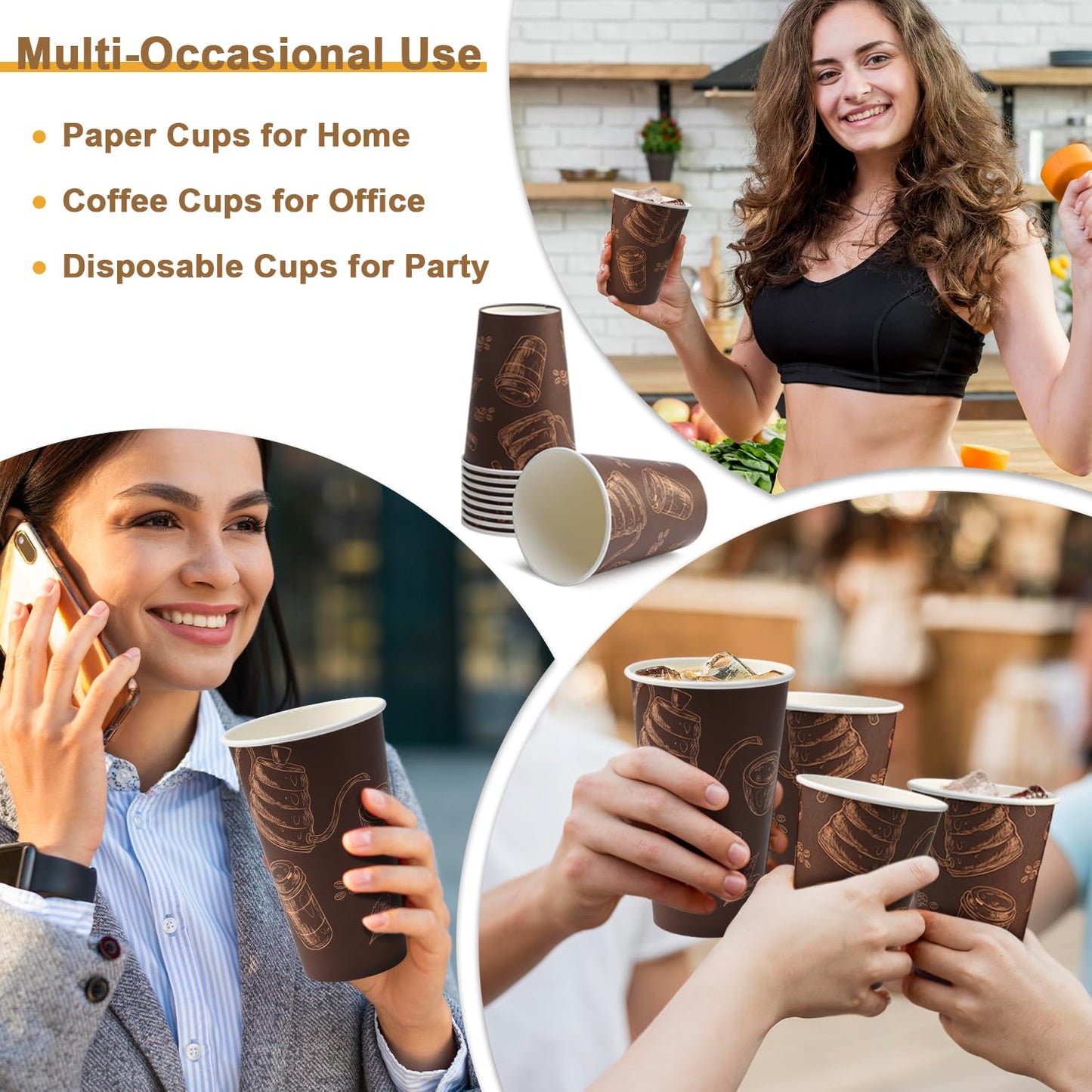 180 Pack 16 oz Disposable Paper Coffee Cups