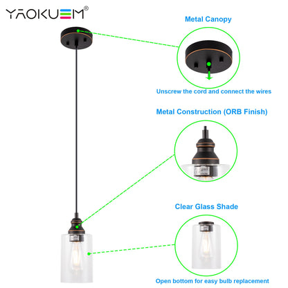 3-Pack Pendant Ceiling Lights with E26 Base