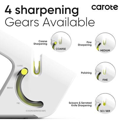 CAROTE 4-in-1 Knife Sharpener for All Blades