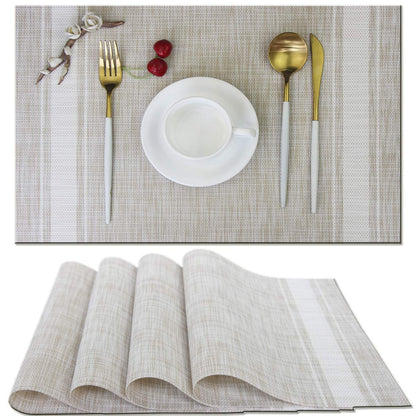 Bright Dream Placemats Kitchen Table Mats Set of 4 Washable Easy to Clean PVC Placemat (placemats Set of 4, White)