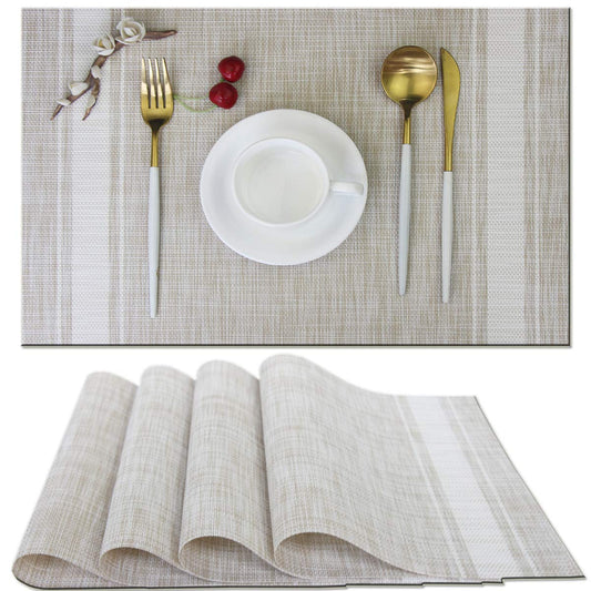 Bright Dream Placemats Kitchen Table Mats Set of 4 Washable Easy to Clean PVC Placemat (placemats Set of 4, White)