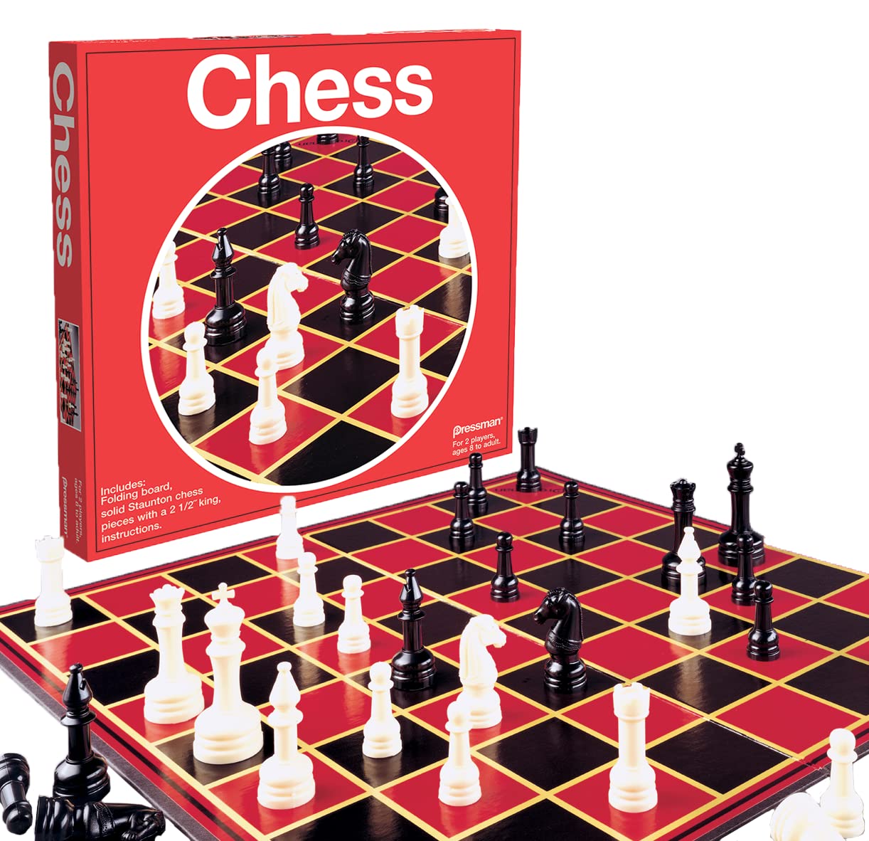 Pressman 5" Red Chess Set in Box