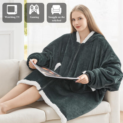 Topcee Oversized Sherpa Fleece Hoodie Blanket