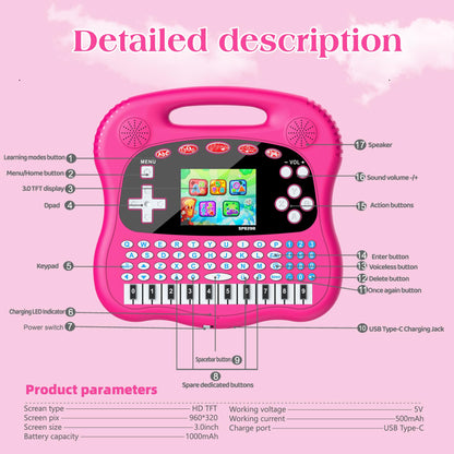 Interactive Early Learning Tablet - Educational Toys for Ages 2+ - Abc's, Words, Shapes, Numbers, Games, Music - Encourages Independent Play - Electronic Toys Gifts (Rde)