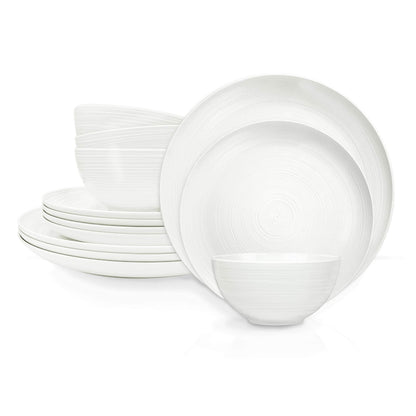 Zak Designs Melamine Dinnerware Set, 12-Piece, Service for 4, American Conventional (White)