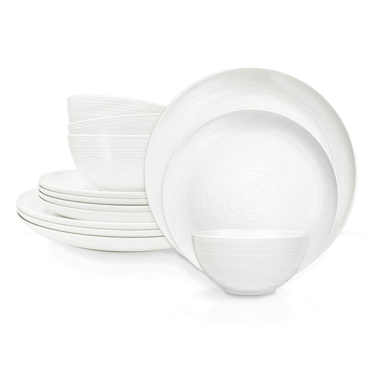 Zak Designs Melamine Dinnerware Set, 12-Piece, Service for 4, American Conventional (White)