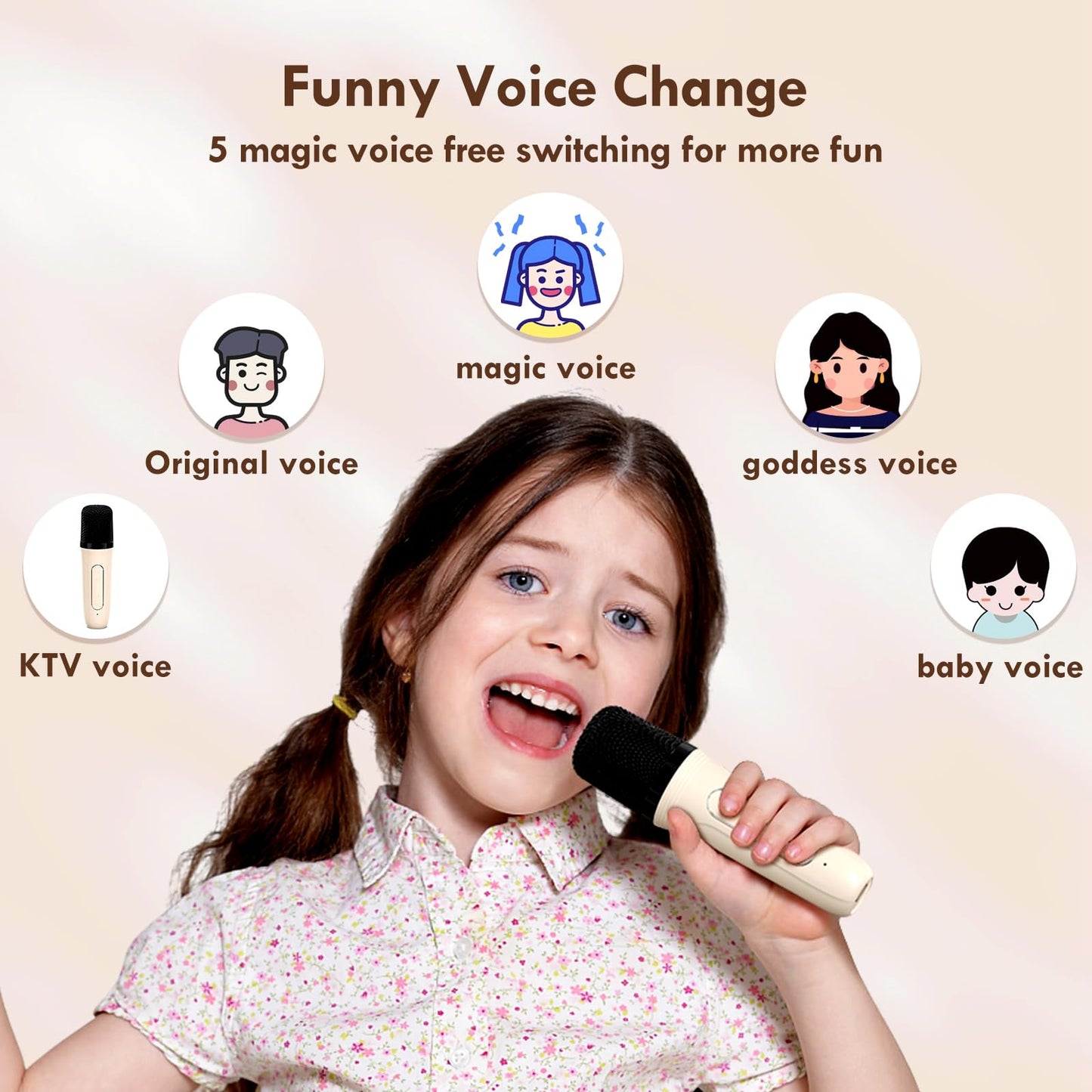 Mini Karaoke Machine with 2 Wireless Microphones