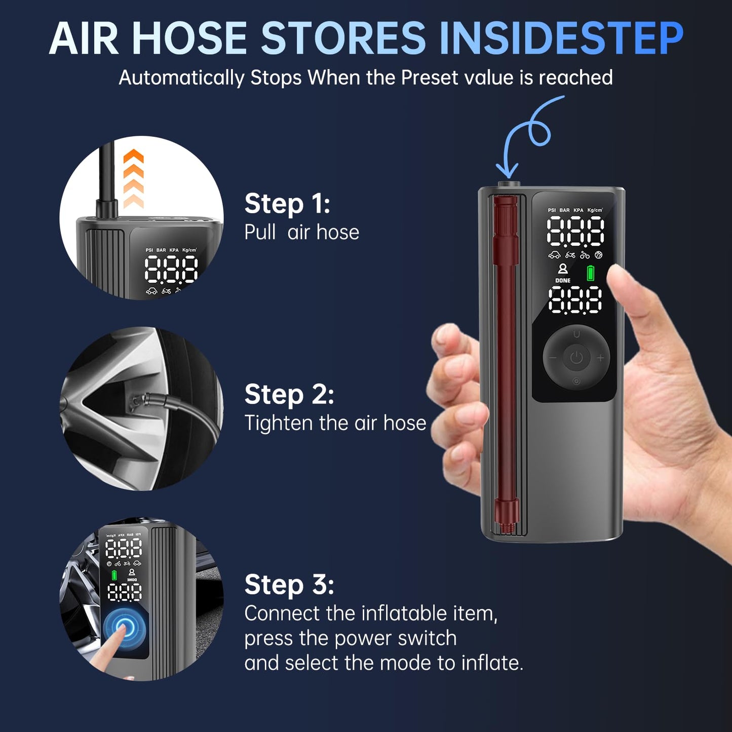 Portable 150 PSI Tire Inflator with Digital Gauge