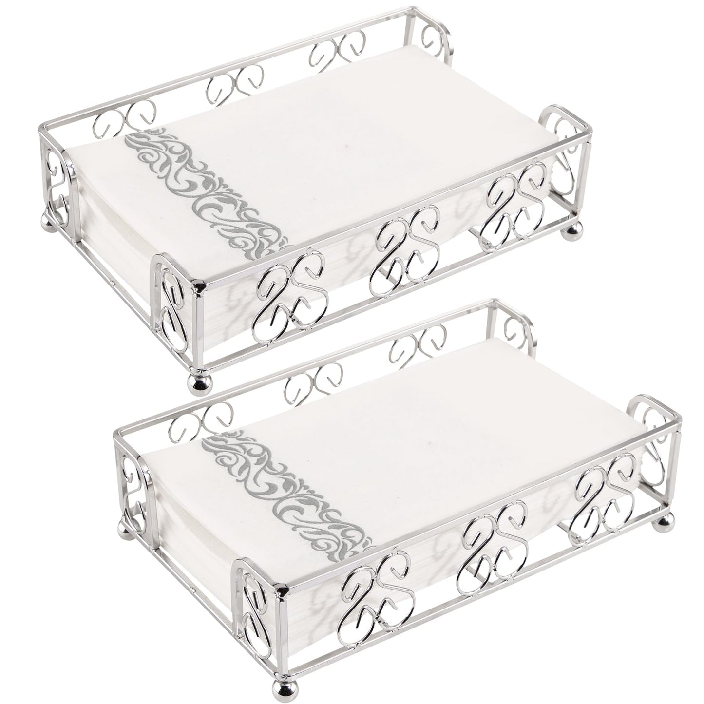 SUT Napkin Holder for Bathroom - 2 Packs Guest Towel Holder Tray for Bathroom, Disposable Hand Towels for Bathroom Napkin Holder for Bathroom for Garden and Various Occasions(Silver)