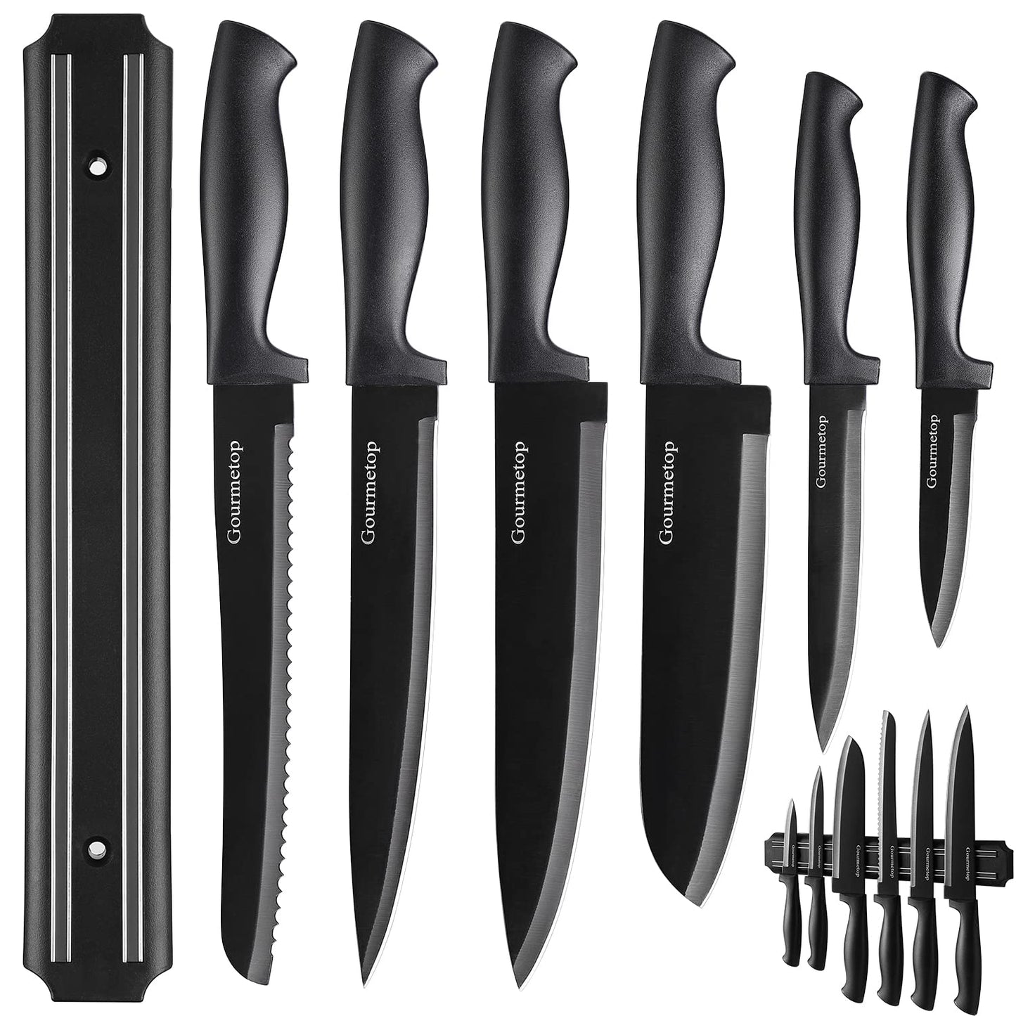 Gourmetop Magnetic Kitchen Knife Set, Sharp Stainless Steel