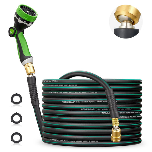 50 ft HOMEIDEAS Kink-free Garden Hose with Nozzle