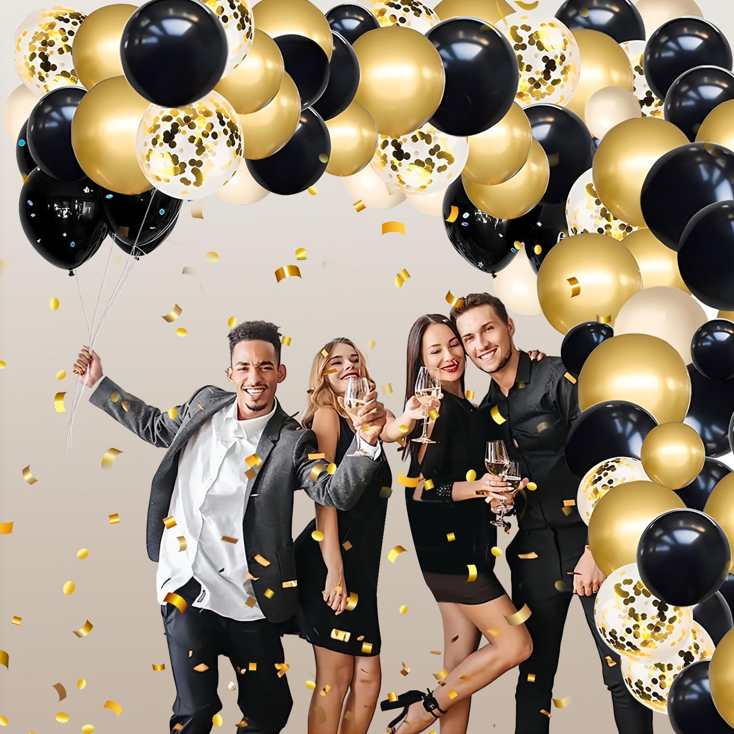 Gold Black Balloons Arch Kit for Parties
