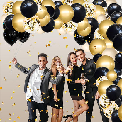 Gold Black Balloons Arch Kit for Parties