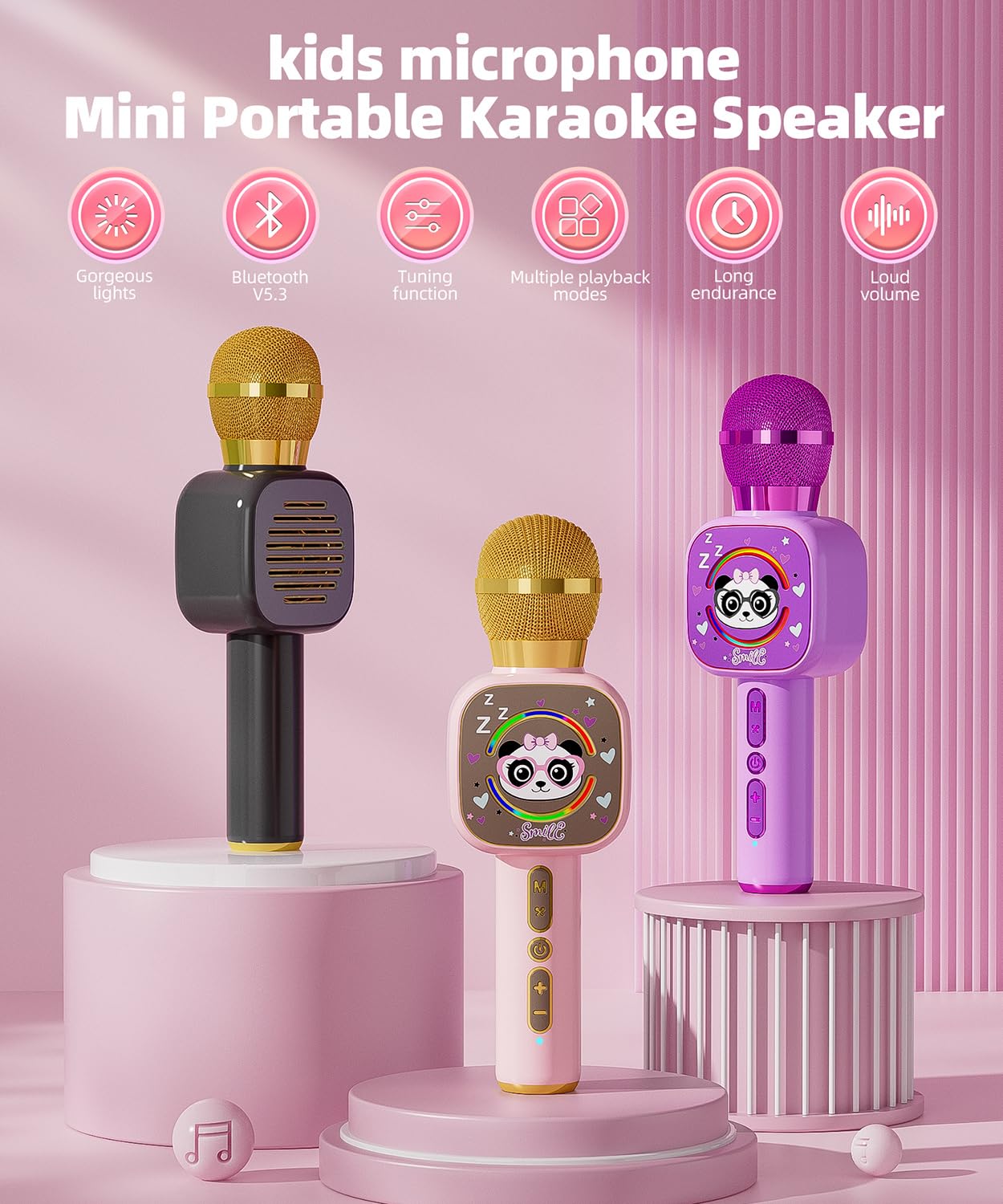 Qnxoat r Bluetooth Karaoke Microphone Toy for Kids