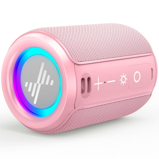 LENRUE Portable Bluetooth Speakers, Wireless Speakers with TWS, IPX5 Waterproof, Colorful Lights, Support Type C and TF Card, Portable for Shower, Travel, Party