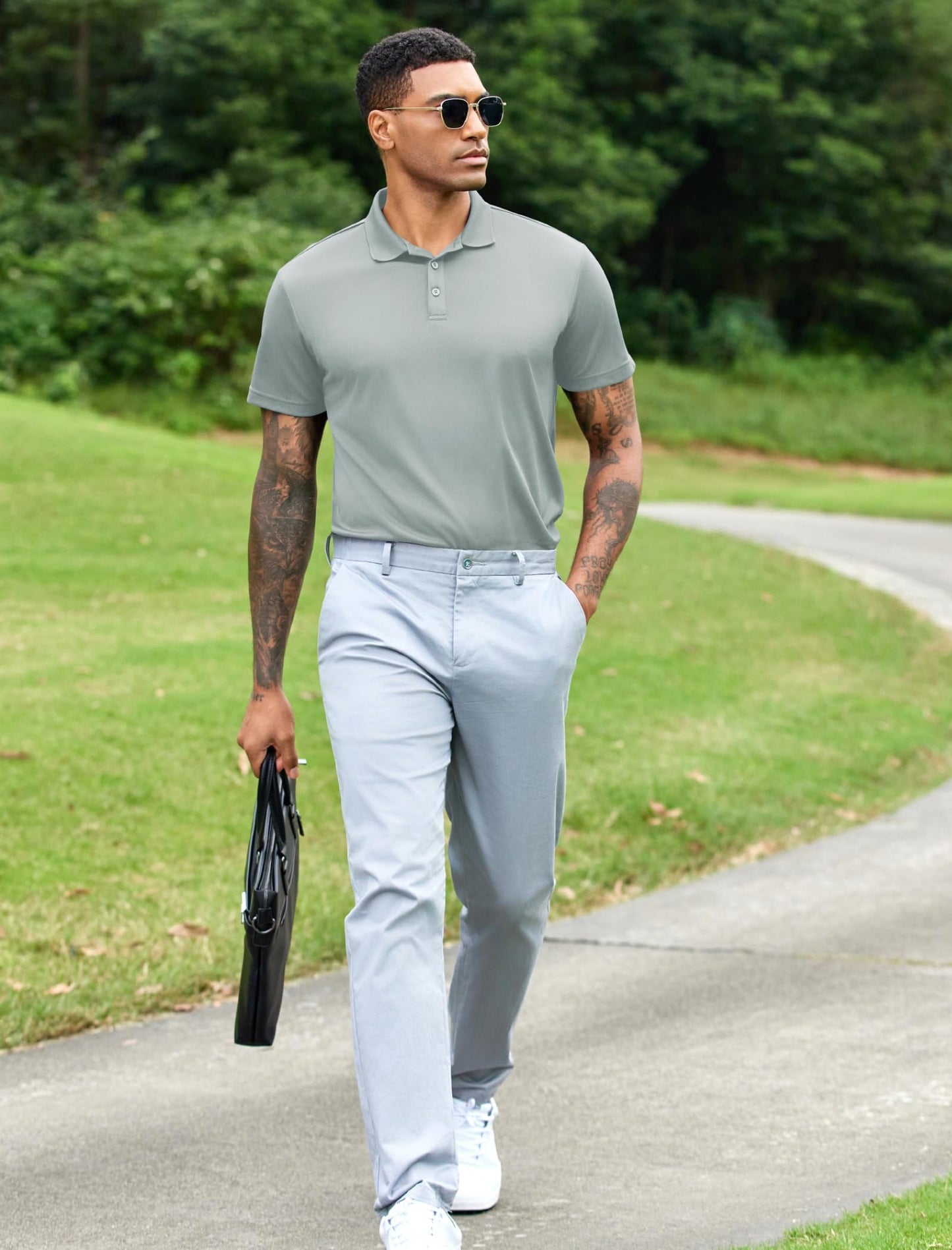3 Pack Mens Moisture Wicking Polo Shirts