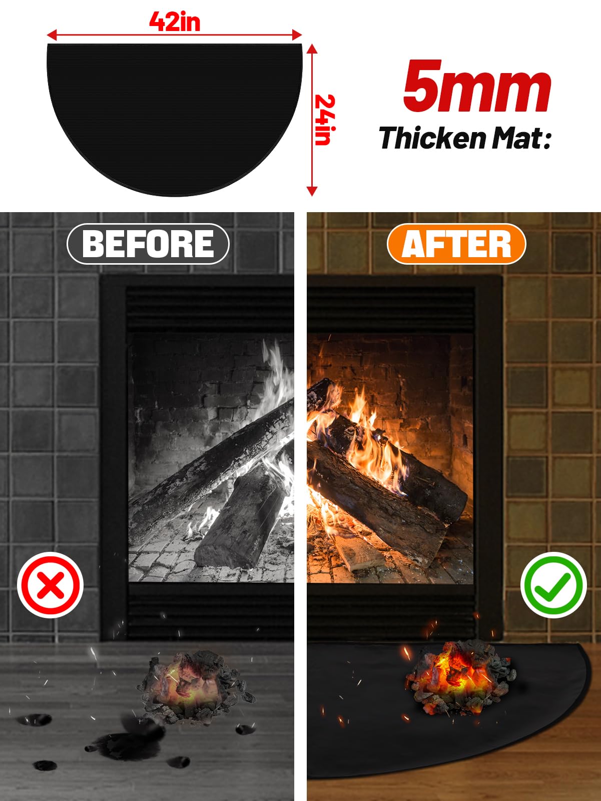 Fireproof Hearth Pad for Fireplace & Wood Stove