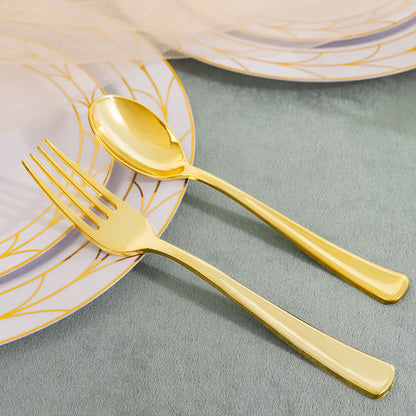 175 pcs Disposable Party Plates and Silverware Set