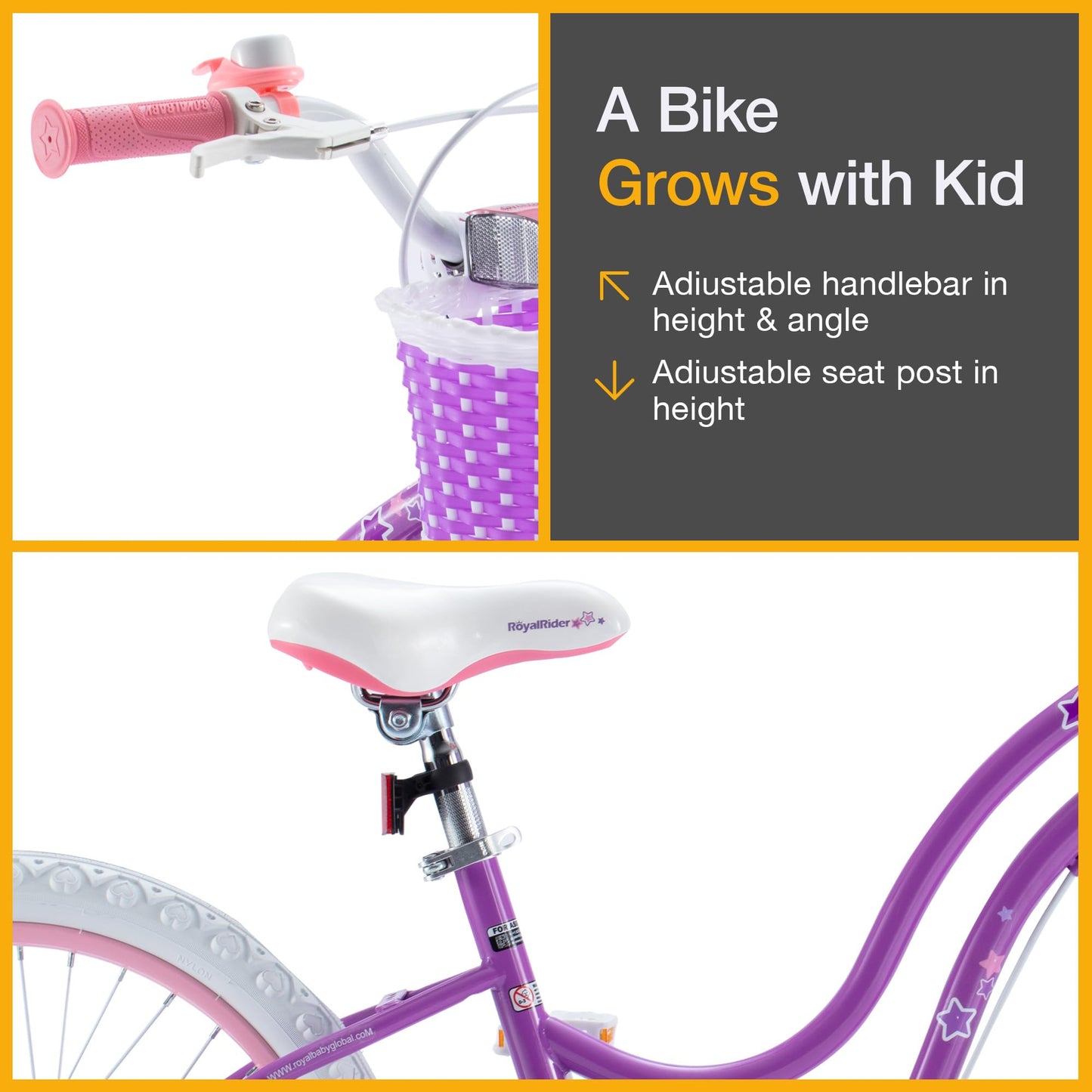 RoyalBaby 18-Inch Girls Bike with Kickstand & Basket