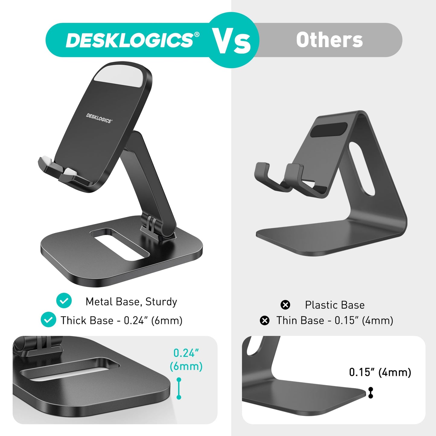 Adjustable Phone Stand for Desk - Foldable Holder