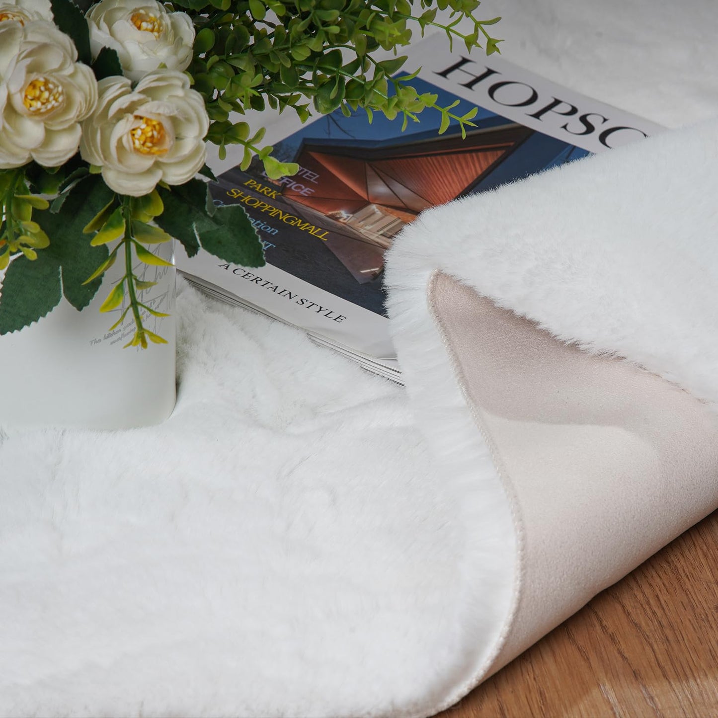 White Faux Fur Area Rug 4x6 for Bedroom