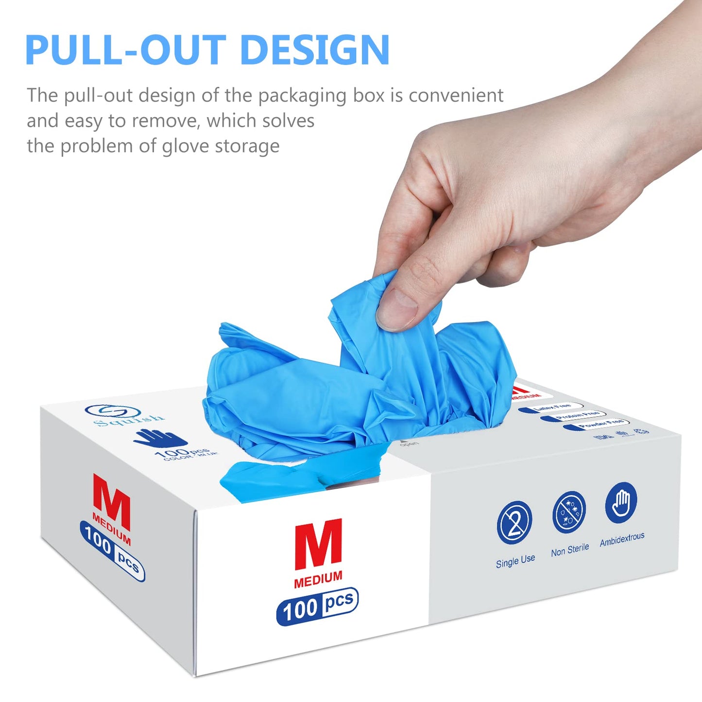 squish Disposable Gloves, Blue Vinyl Gloves Latex Free Powder-Free Gloves Health Rubber Gloves for Kitchen Cooking Food Handling, 200PCS, Medium