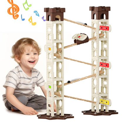 Musical Marble Building Run Toy Sets, Educational Learning Track Puzzles with Pillar Sound and Music for Kids Toddlers Age 3-8 Boys Girls Gift Ideas, Happy Birthday Song