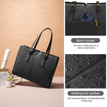 LOVEVOOK Vintage Leather Work Tote for Women
