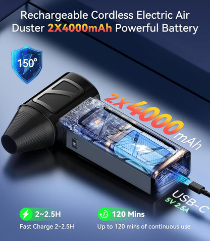 YUHUO Cordless Electric Air Duster with Turbo Fan