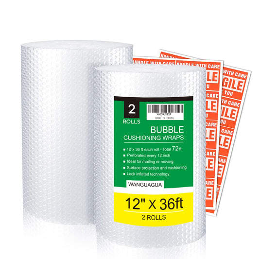 2 Pack 12 Inch x 72 ft Total Bubble Packing Wrap