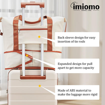 imiomo 3 Piece Luggage Sets,Suitcase with Spinner Wheels,Luggage Set Clearance for Women, Lightweight Rolling Hardside Travel Luggage with TSA Lock (Beige, 5PCS)