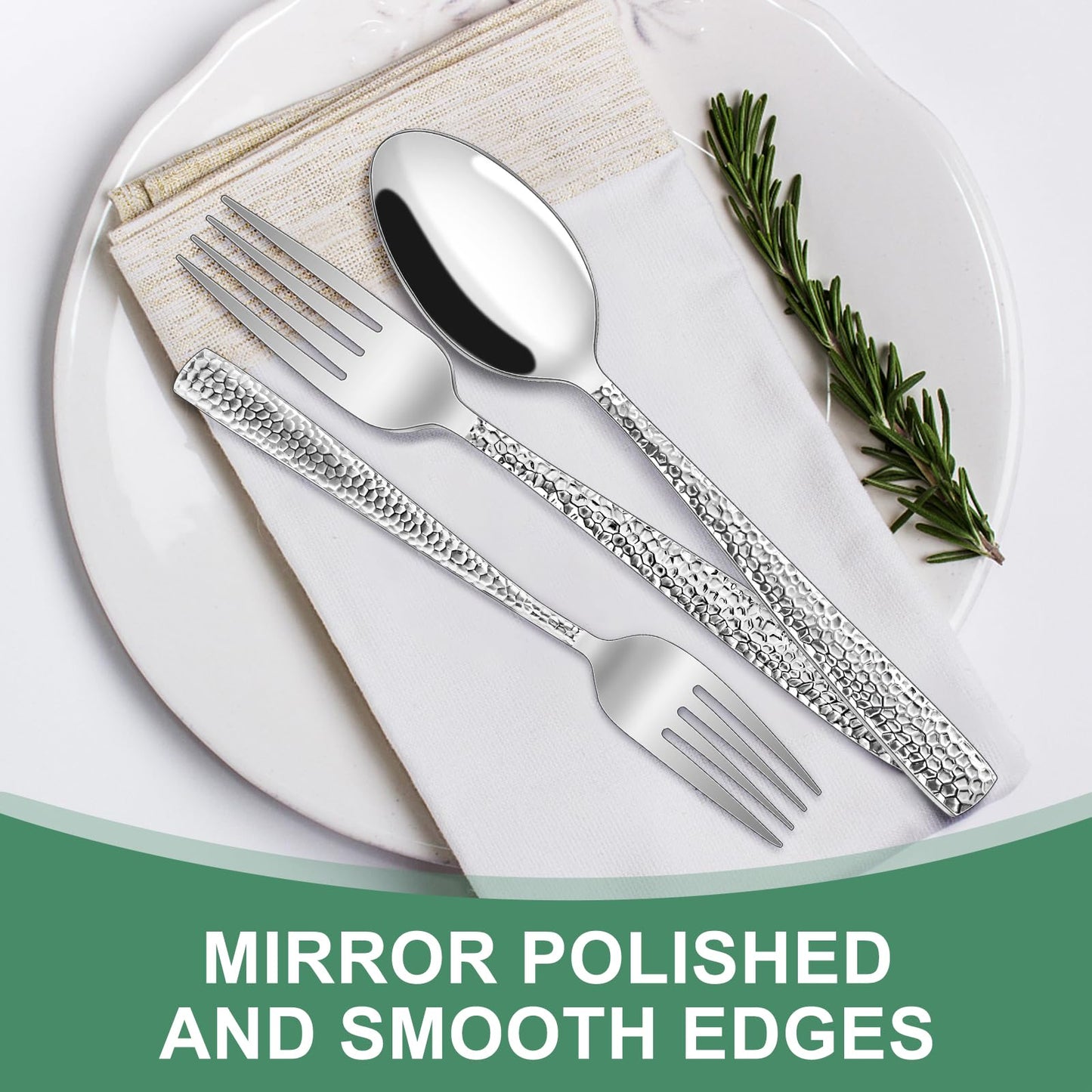Hammered 40-Piece Stainless Steel Flatware Set