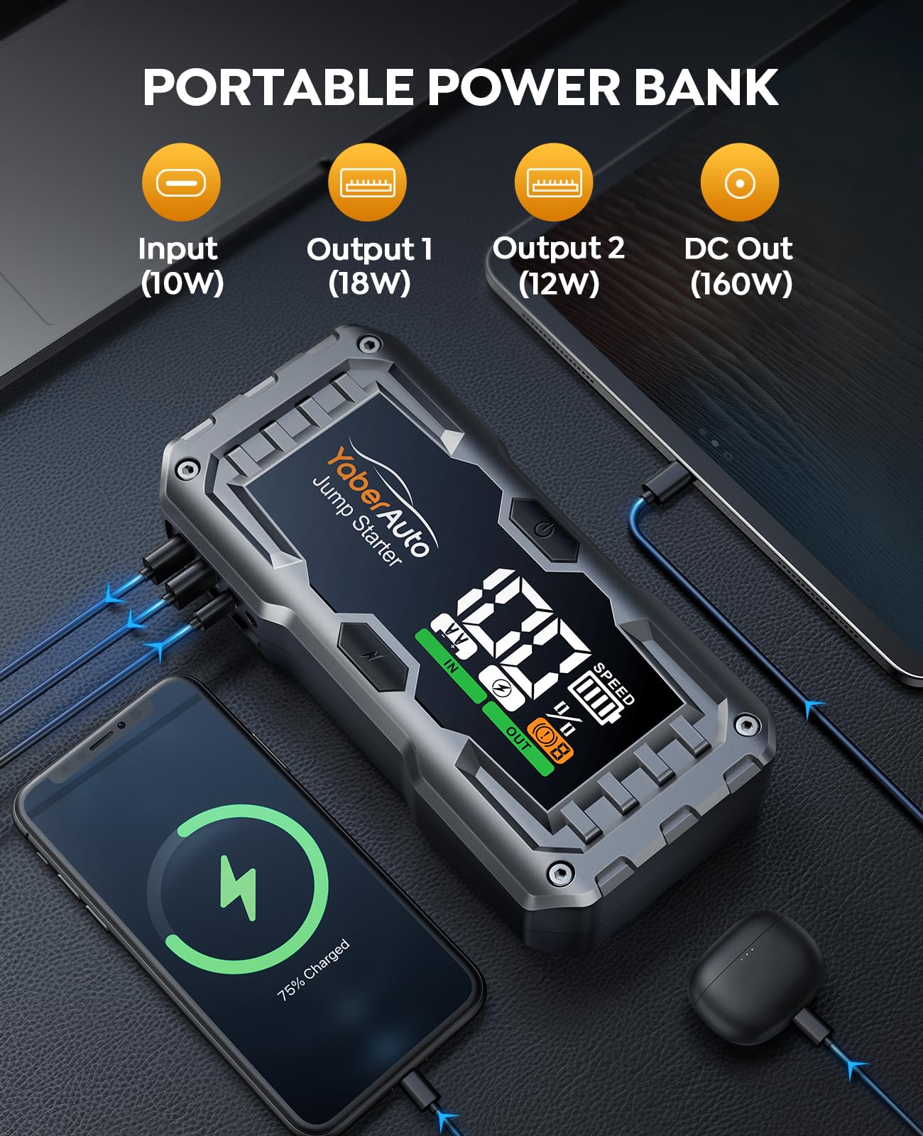 YaberAuto 4000A Portable Car Jump Starter