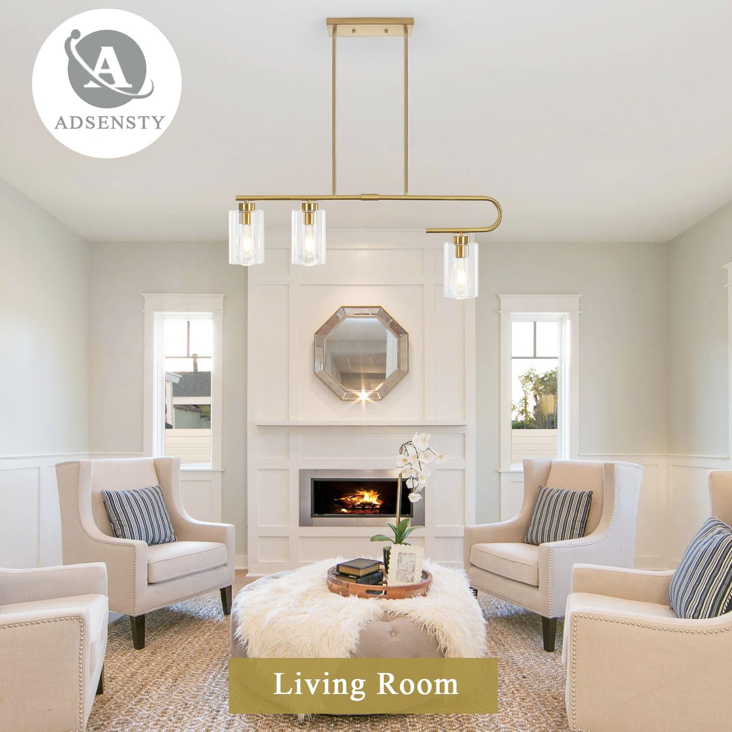 Gold 3-Light Dining Room Chandelier Pendant Light