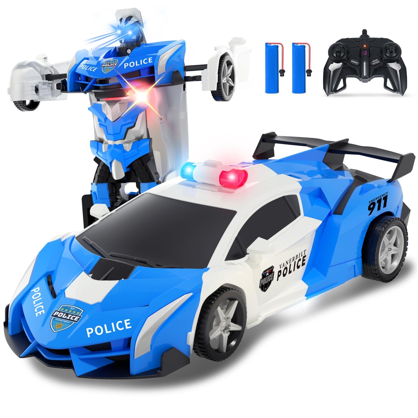 Carox Transforming RC Police Car with Stickers