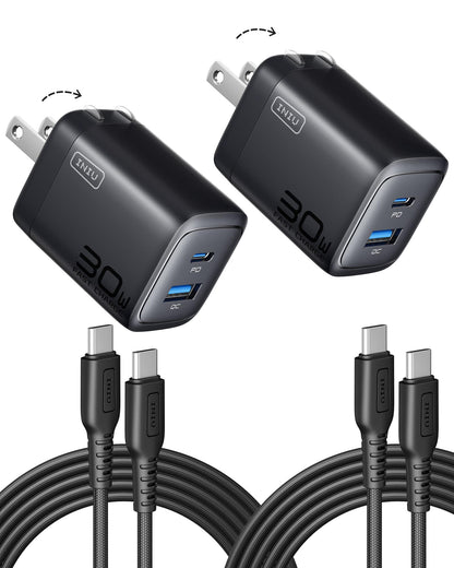 2 Pack INIU 30W Dual Port USB C Fast Charger