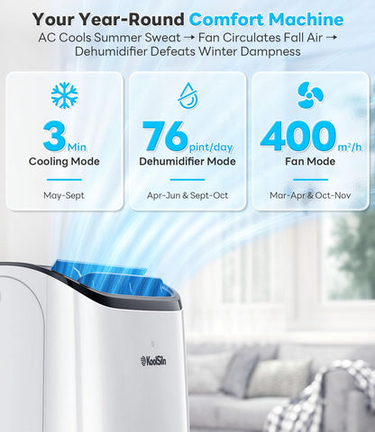 14,000 BTU Portable Air Conditioner for Large Rooms