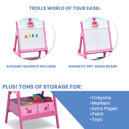 Trolls World Tour Kids Wooden Activity Easel with Storage by Delta Children - Greenguard Gold Certified