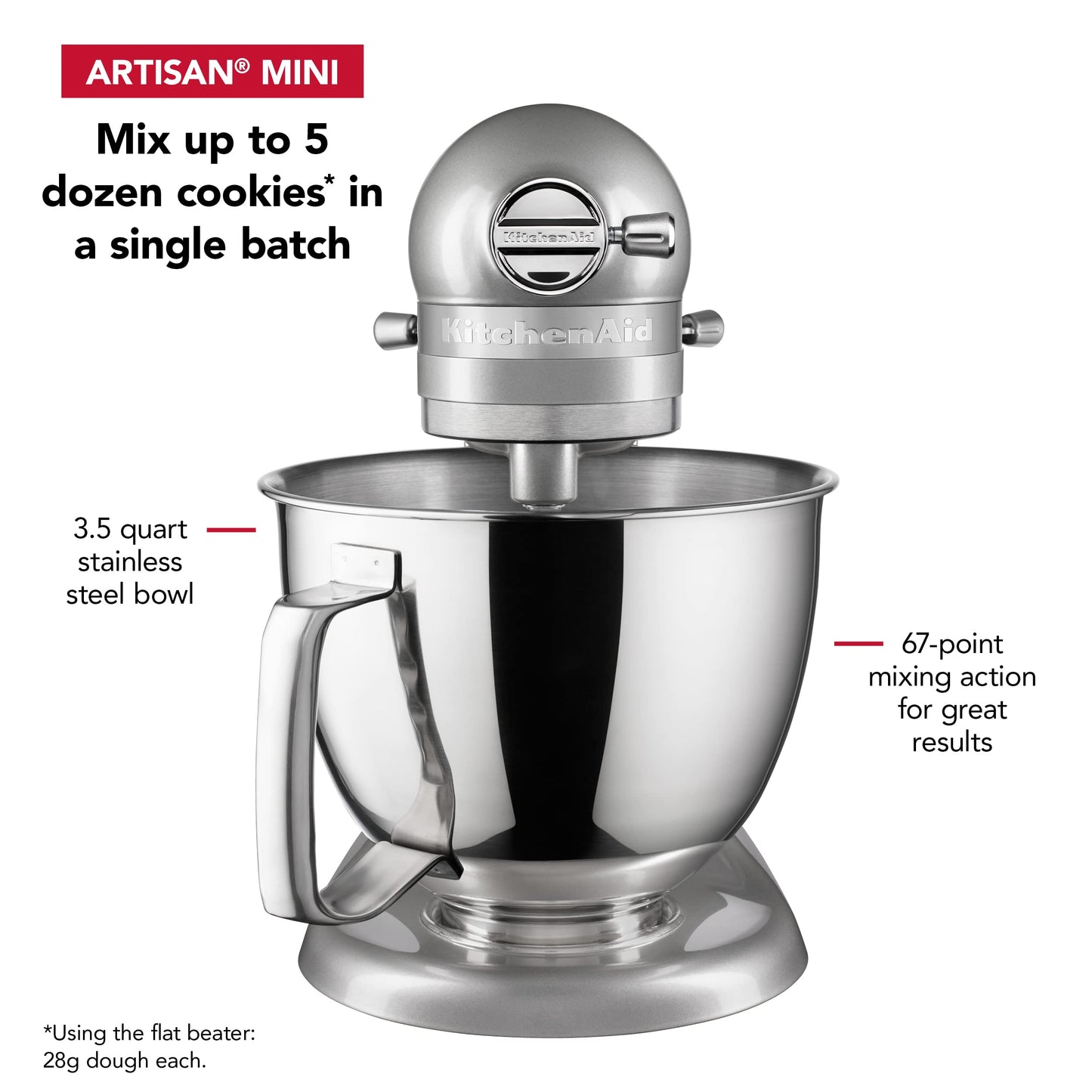 KitchenAid Artisan Mini 3.5 Quart Tilt-Head Stand Mixer - KSM3316X - Contour Silver