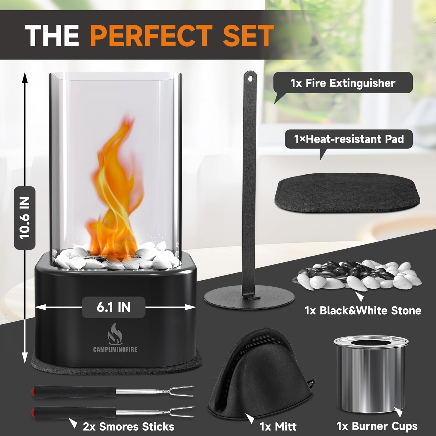 Square Ethanol Tabletop Fire Pit for Patio