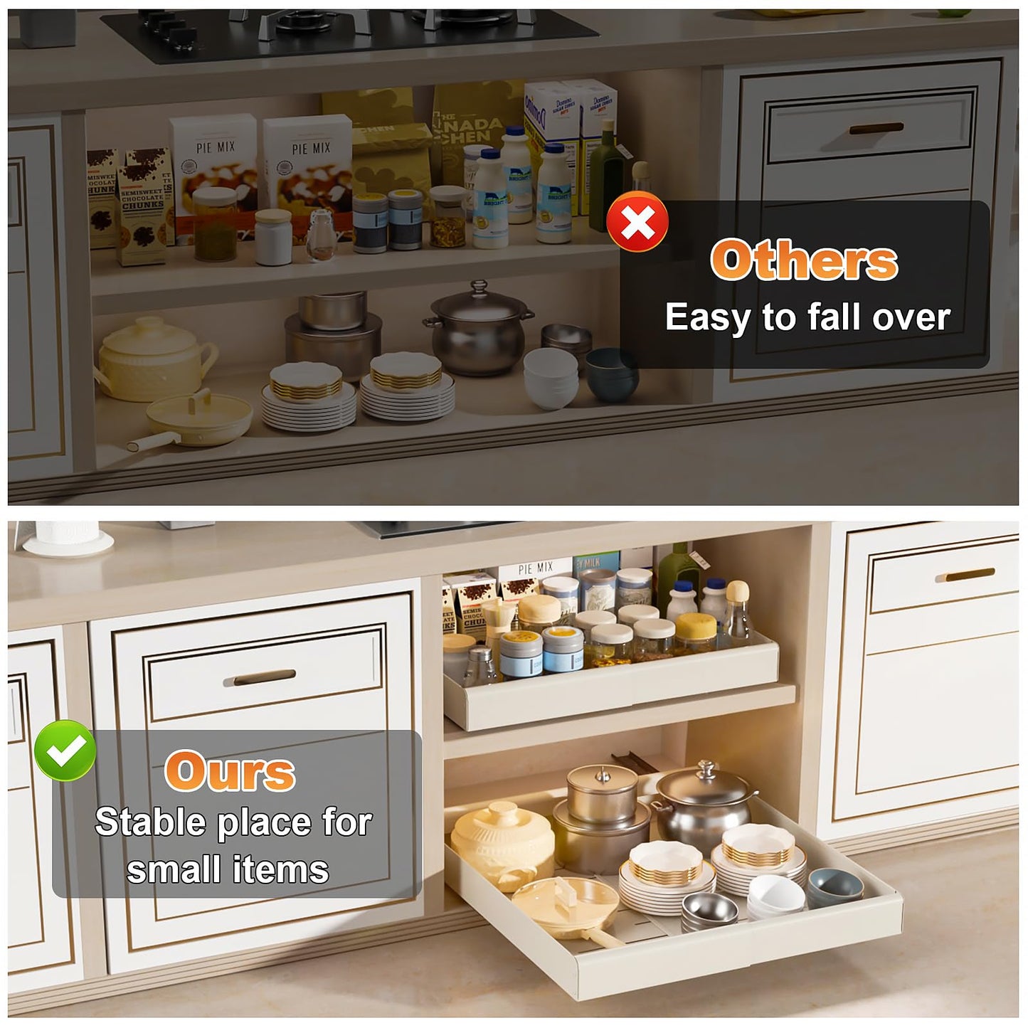 Adjustable Pull-Out Kitchen Cabinet Organizer