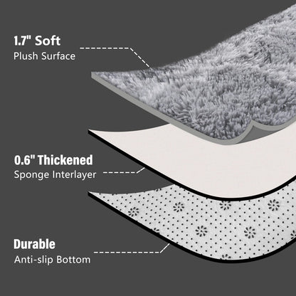 Unirea Luxury Shag Area Rugs for Living Room 4x6 Feet Geometric Plush Fluffy Rugs, Extra Soft and Comfy Carpet for Bedroom Kids Teens Room Dorm Nursery Playroom Home Decor, Light Grey/White