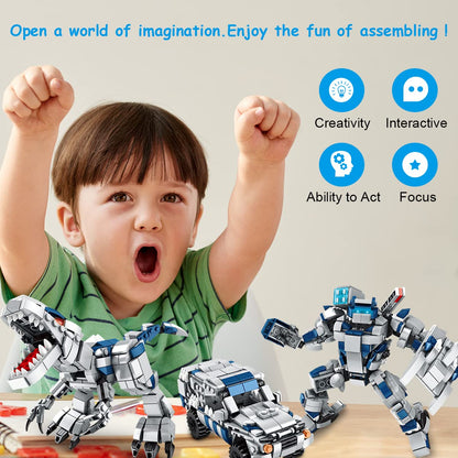 TOWINGO Creator 3in1 Building Blocks Toy for Boys, Dinosaurs/Robot/Trucks Vehicle Bricks Building Kit, Educational Toy Sets for 6+ Years Old Boys Girls (525+Pieces)