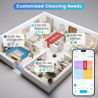 AIRROBO Robot Vacuum and Mop Combo, Self-Emptying, 60-Day Capacity, Home Mapping, Schedule, Wi-Fi/App/Alexa/Remote, 180mins Runtime, T20+ Robotic Vacuum Cleaner for Pet, Hard Floors, Carpet