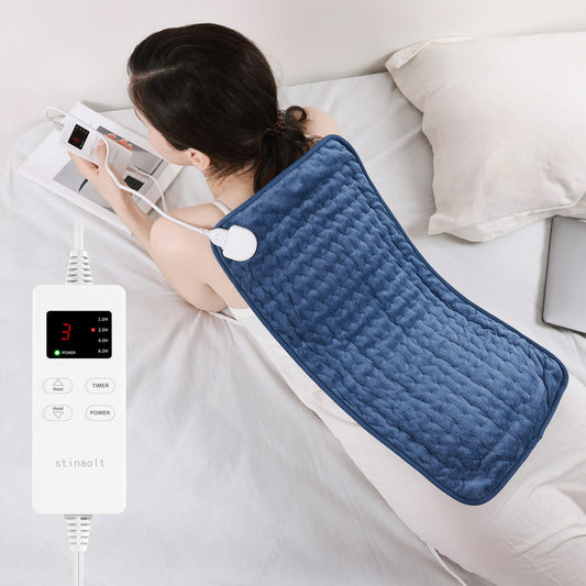 Heating Pad for Back, Heating Pad for Period Cramps with 6 Heat Settings & Timer, Portable Electric Heating Pads for Neck and Shoulders, Christmas Gifts for Women, Men, Blue…